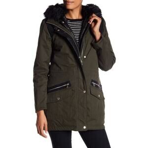 Guess Women’s Faux Fur Trim Convertible Parka Winter Coat in Green Size XXL